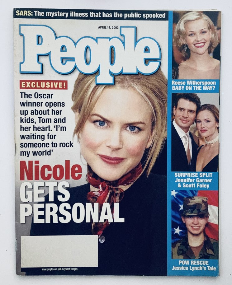 People Magazine April 14 2003 Vol 59 No. 14 featuring Nicole Kidman on the cover, highlighting her exclusive interview and topics on celebrity culture, including Reese Witherspoon, Jennifer Garner, and more.