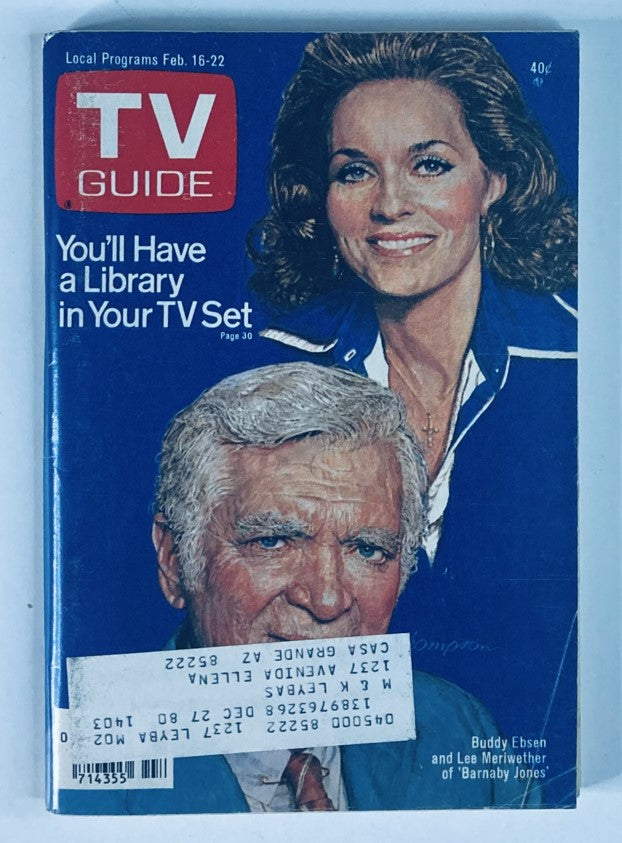 Cover of TV Guide Magazine from February 16, 1980, issue number 1403, featuring Buddy Ebsen and Lee Meriwether. The magazine highlights its local program listings for February 16-22.