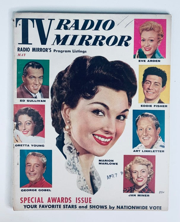 VTG TV Radio Mirror Magazine May 1955 Cover featuring Marion Marlowe along with Ed Sullivan, Eve Arden, Eddie Fisher, and others showcasing 1950s entertainment.