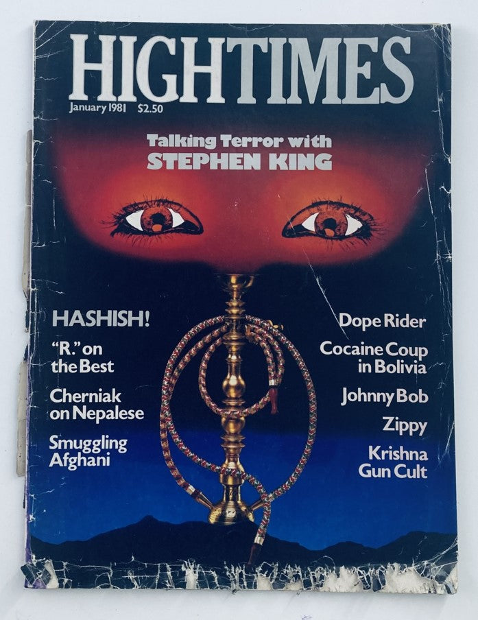Cover of VTG High Times Magazine January 1981 featuring 'Talking Terror with Stephen King', showcasing art and headlines related to cannabis culture.
