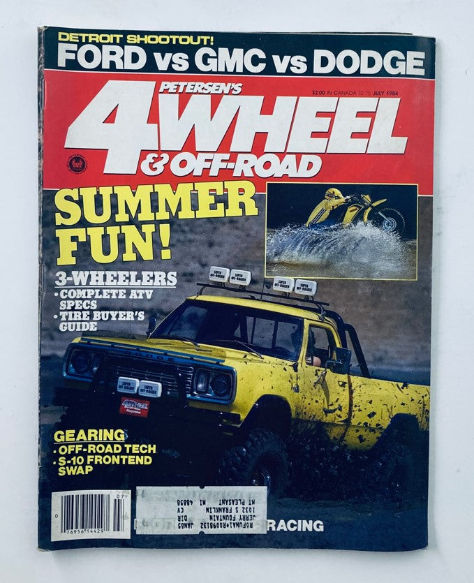 Cover of Petersen's 4 Wheel & Off-Road Magazine, July 1984, featuring an off-road truck and highlighting the S-10 Frontend Swap and off-road modifications.