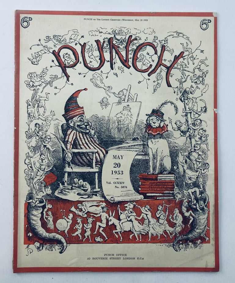 VTG Punch Magazine May 20 1953 cover featuring whimsical illustrations and humor, showcasing the iconic style of post-World War II satire.