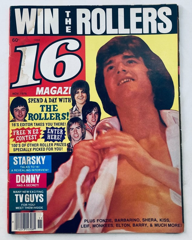VTG 16 Magazine November 1976 cover featuring Donny Osmond and advertisement for The Rollers. Iconic pop culture nostalgia from the 1970s.