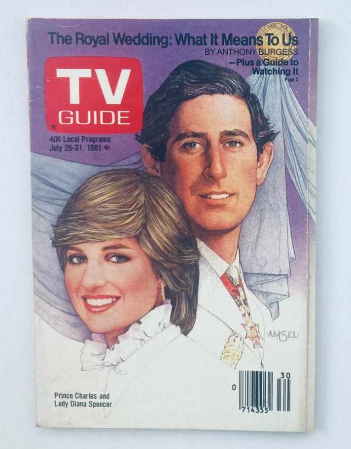 TV Guide Magazine cover from July 25, 1981 featuring Prince Charles and Lady Diana, highlighting the Royal Wedding with the title "The Royal Wedding: What It Means To Us".