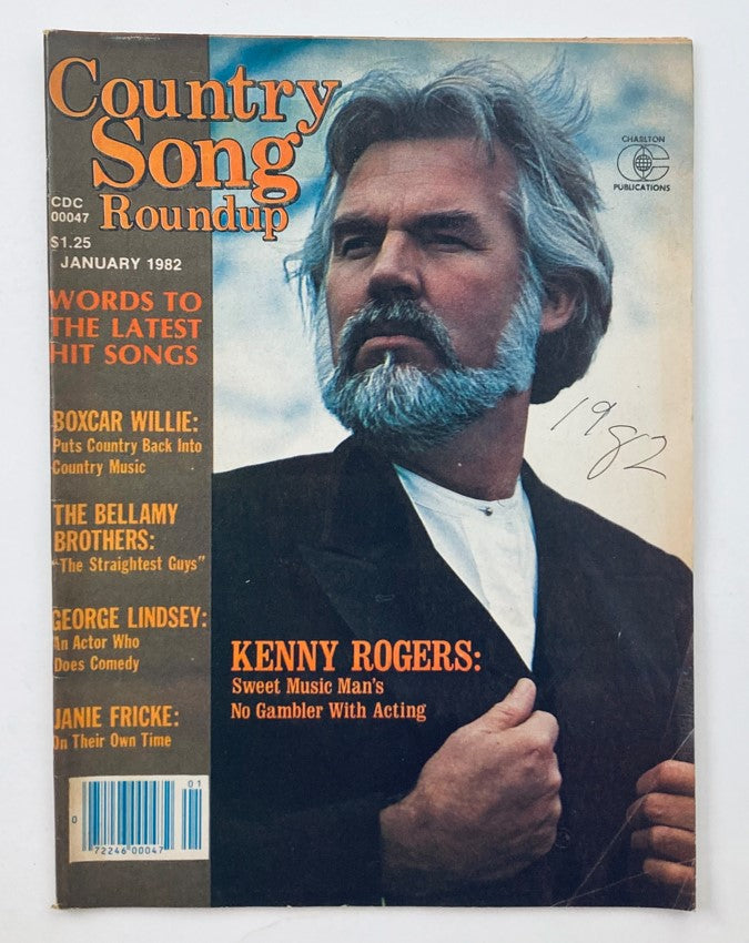 Cover of VTG Country Song Roundup Magazine January 1982 featuring Kenny Rogers, showcasing classic country music themes and articles. Ideal for collectors and fans of country music history.