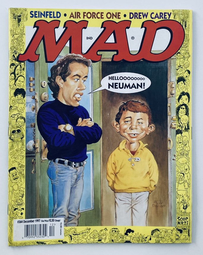 Cover of Mad Magazine December 1997, Issue #364 featuring Jerry Seinfeld and a caricature of Newman, illustrating classic humor from the late 90s.