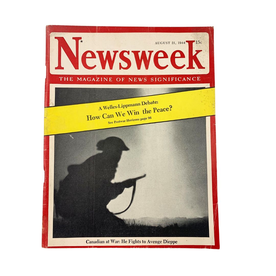 Vintage Newsweek Magazine August 21 1944 He Fights to Avenge Dieppe No Label