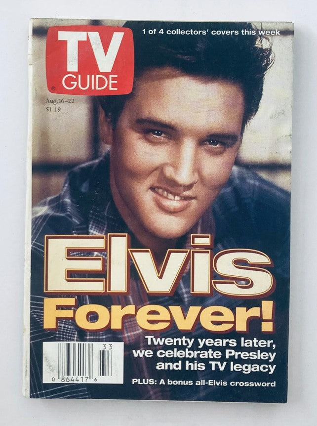 TV Guide Magazine August 16 1997 featuring Elvis Presley on the cover, celebrating his legacy with the title 'Elvis Forever!'