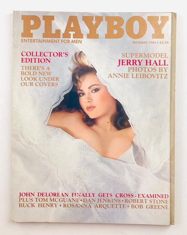 Vintage Playboy Magazine October 1985 featuring Jerry Hall on the cover, showcasing iconic '80s fashion and photography.
