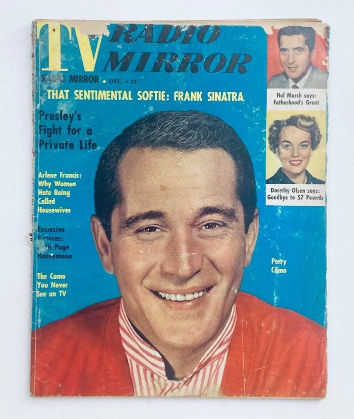 VTG TV Radio Mirror Magazine December 1957 featuring Perry Como on the cover, showcasing vintage pop culture with articles and advertising from the late 1950s.
