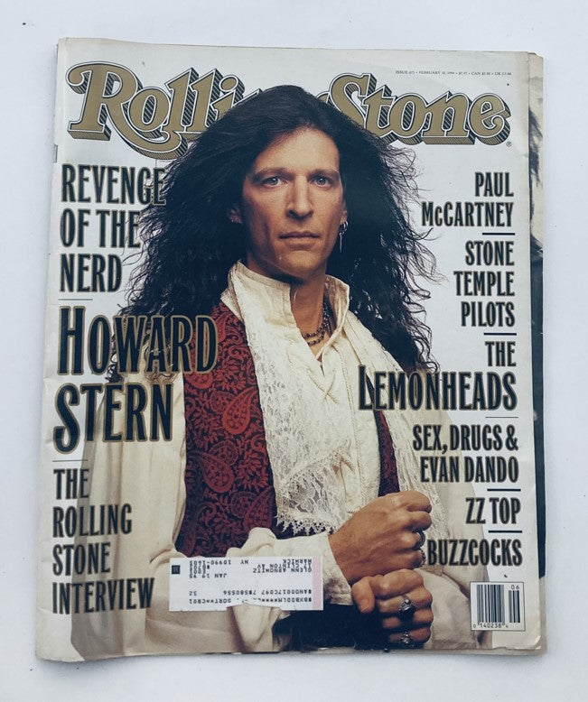 Cover of Rolling Stone Magazine February 10 1994 featuring Howard Stern and the headline 'Revenge of the Nerd'. The cover showcases a vibrant portrait of Stern, highlighting the cultural significance of the issue.