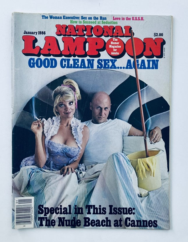 Vintage National Lampoon Magazine January 1986 - Cover featuring a humorous image related to seduction and adult themes, high-quality collectible.