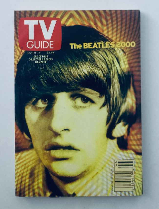 TV Guide Magazine cover featuring Ringo Starr, dated November 11, 2000, highlighting The Beatles 2000. The magazine showcases a vintage design with vibrant graphics.