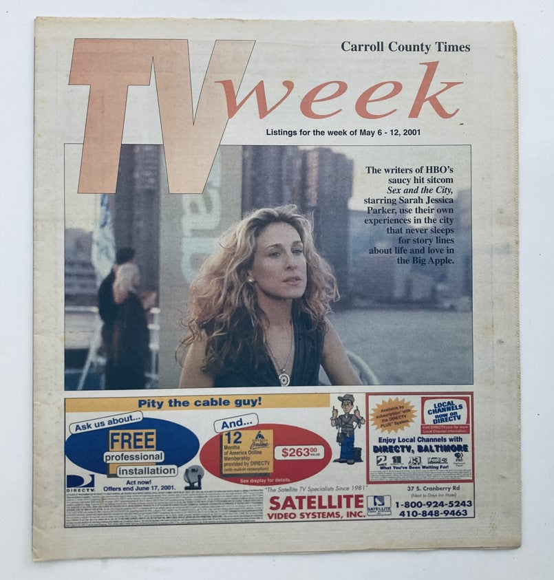 Cover of TV Week Magazine dated May 6, 2001, featuring Sarah Jessica Parker from Sex and the City, showcasing a vintage design that reflects early 2000s pop culture.