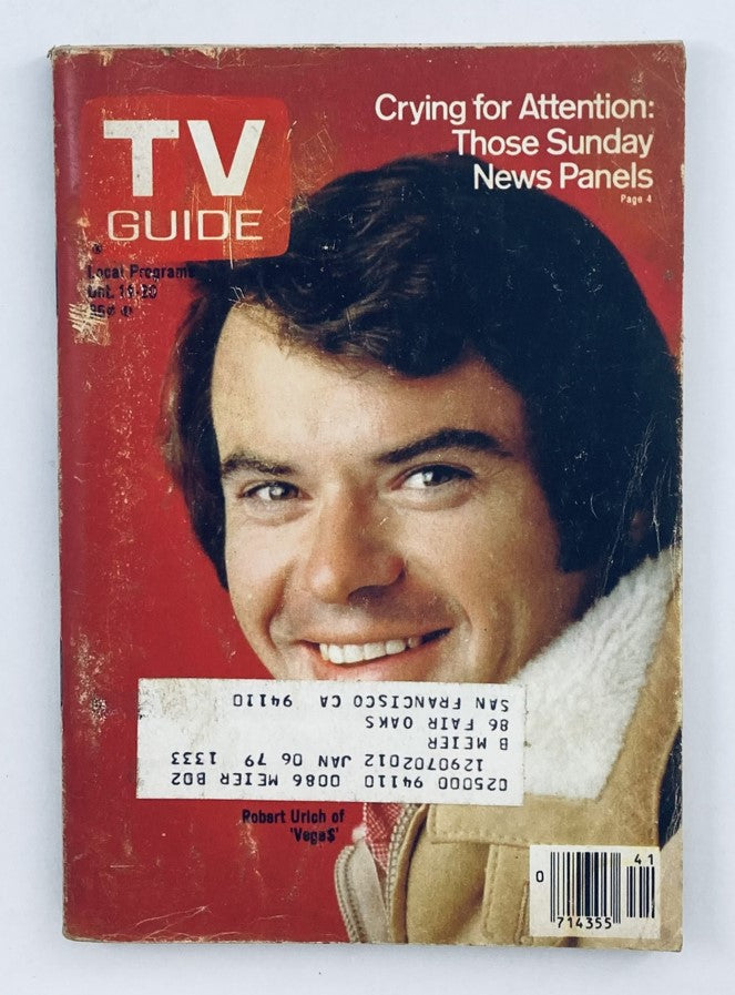 Cover of TV Guide Magazine October 14, 1978, featuring Robert Urich, showcasing a nostalgic piece of television history.