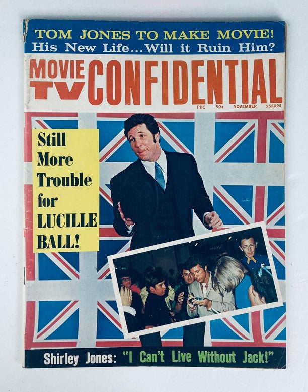 Cover of VTG Movie TV Confidential Magazine November 1971 Vol 3 #3 featuring Lucille Ball, highlighting articles on Tom Jones and more trouble for Lucille Ball.