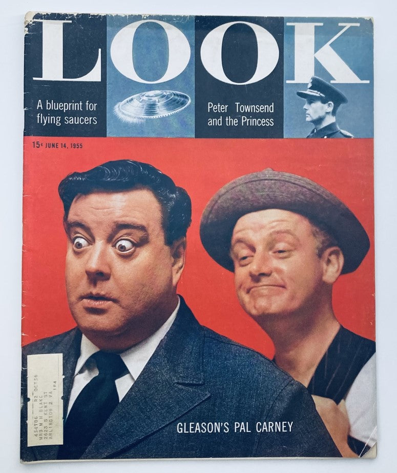 Vintage Look Magazine Cover from June 14, 1955 featuring Art Carney and Jackie Gleason, showcasing mid-century humor and style.