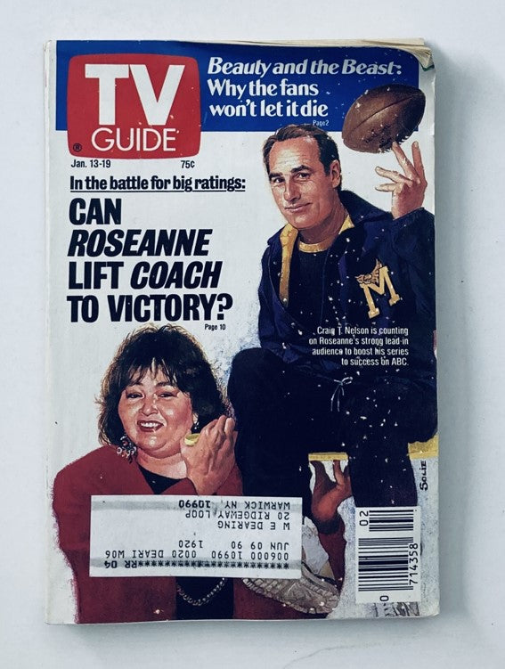 TV Guide Magazine January 13 1990 Roseanne Barr, Craig T. Nelson NY Metro Ed.