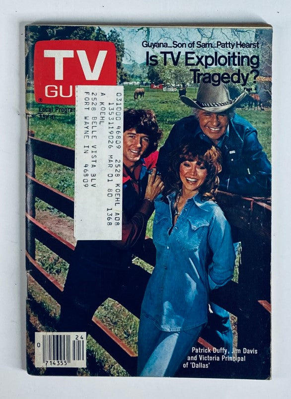 Cover of TV Guide Magazine June 16 1979 #1368 featuring Victoria Principal, Jim Davis, and Patrick Duffy with a scenic outdoor background.