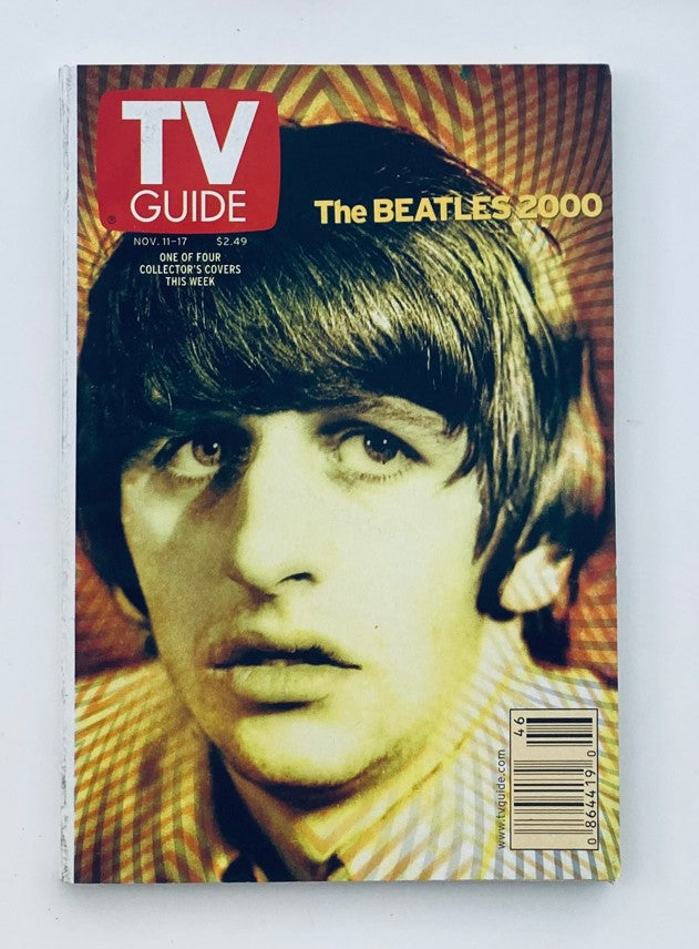 TV Guide Magazine November 11 2000 featuring Ringo Starr on the cover, showcasing a vintage design that highlights The Beatles 2000.