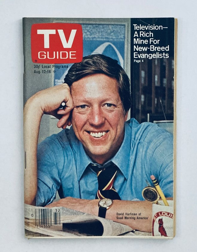 Cover of TV Guide Magazine August 12 1978 featuring David Hartman, showcasing themes of television and Los Angeles Metropolitan Edition, with articles on evangelists and local programs.