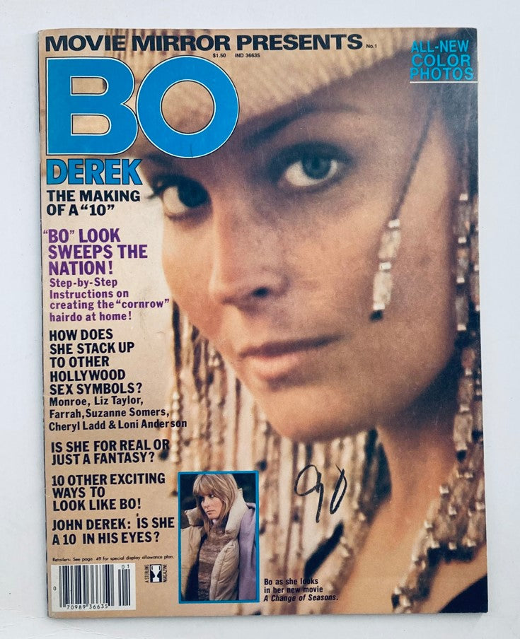 Cover of VTG Movie Mirror Presents 1980 #1 featuring Bo Derek, showcasing her iconic look and highlights from the movie 'A Change of Season'.