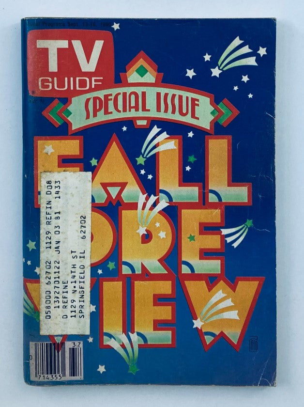 Cover of TV Guide Magazine September 13 1980 Fall Preview Issue, featuring bold colors and design elements highlighting the Fall Preview theme.