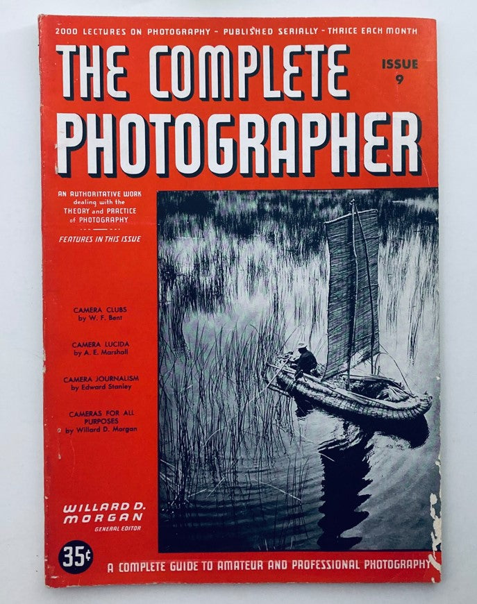 Cover of The Complete Photographer Magazine, December 10, 1941, showcasing an image of a boat on water and outlining topics such as Camera Clubs and photography techniques.