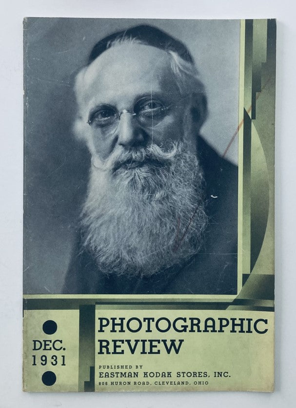 VTG Photographic Review Magazine December 1931 cover featuring a portrait of an older man with glasses and a beard, capturing early photographic history.