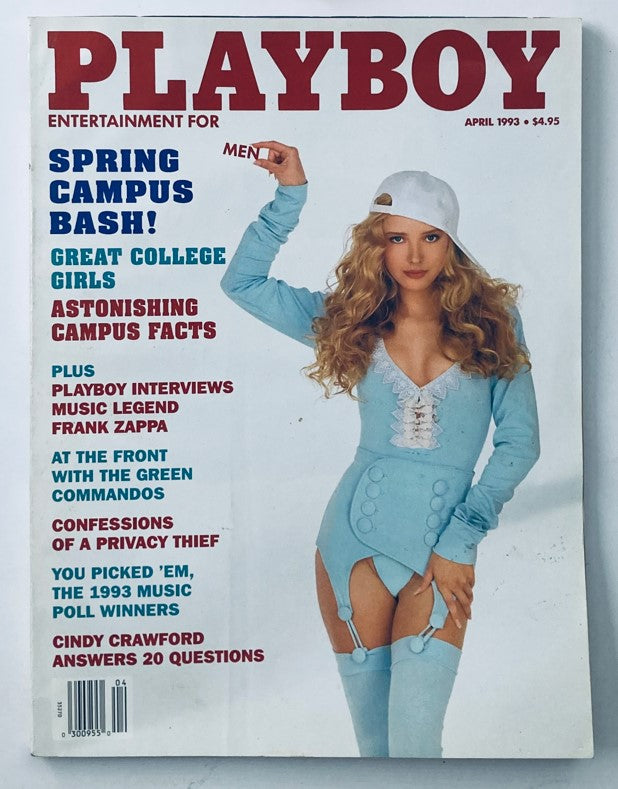 Cover of Playboy Magazine April 1993 featuring Nicole Wood, showcasing spring campus themes, iconic articles, and stunning photography.