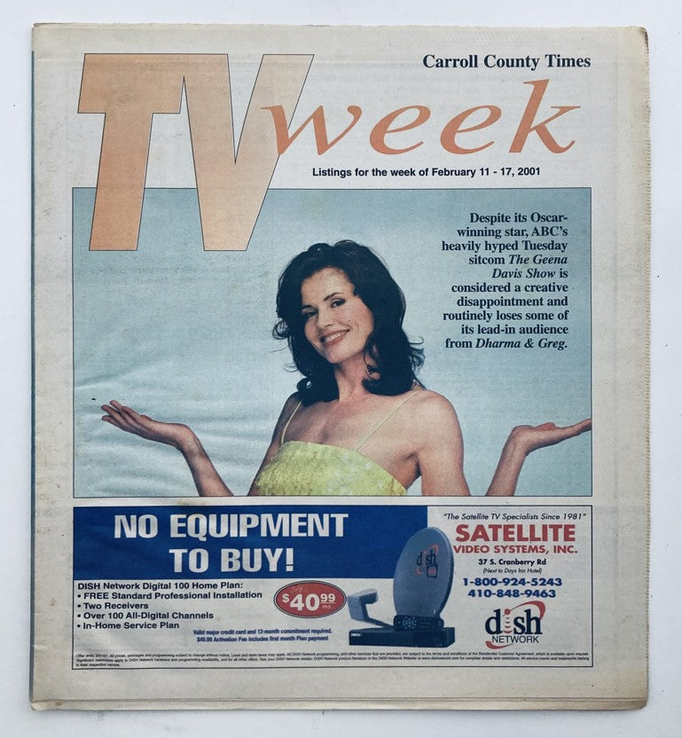 Cover of TV Week Magazine from February 11, 2001 featuring The Geena Davis Show and highlights from the week's television listings.
