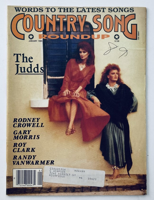 January 1989 issue of Country Song Roundup magazine featuring The Judds on the cover, alongside names like Rodney Crowell and others, showcasing a vintage design from the late 80s.