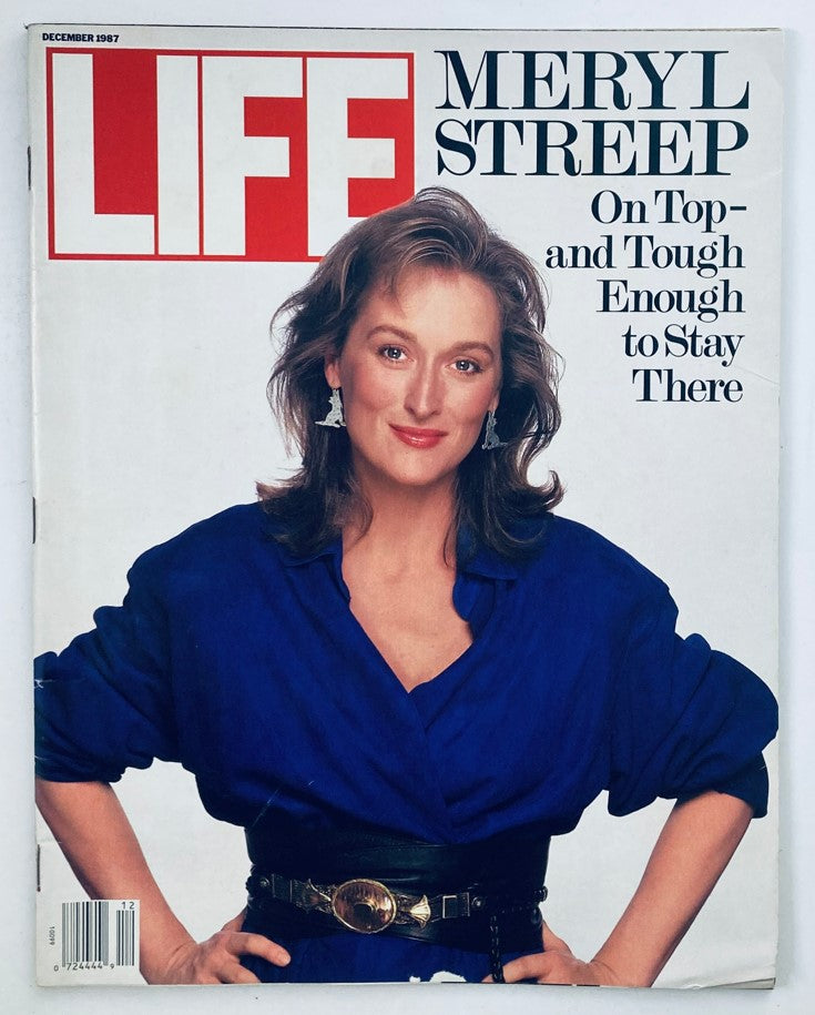 VTG Life Magazine December 1987 featuring actress Meryl Streep on the cover. Meryl is portrayed wearing a blue top and accessories, embodying the style of the late '80s.
