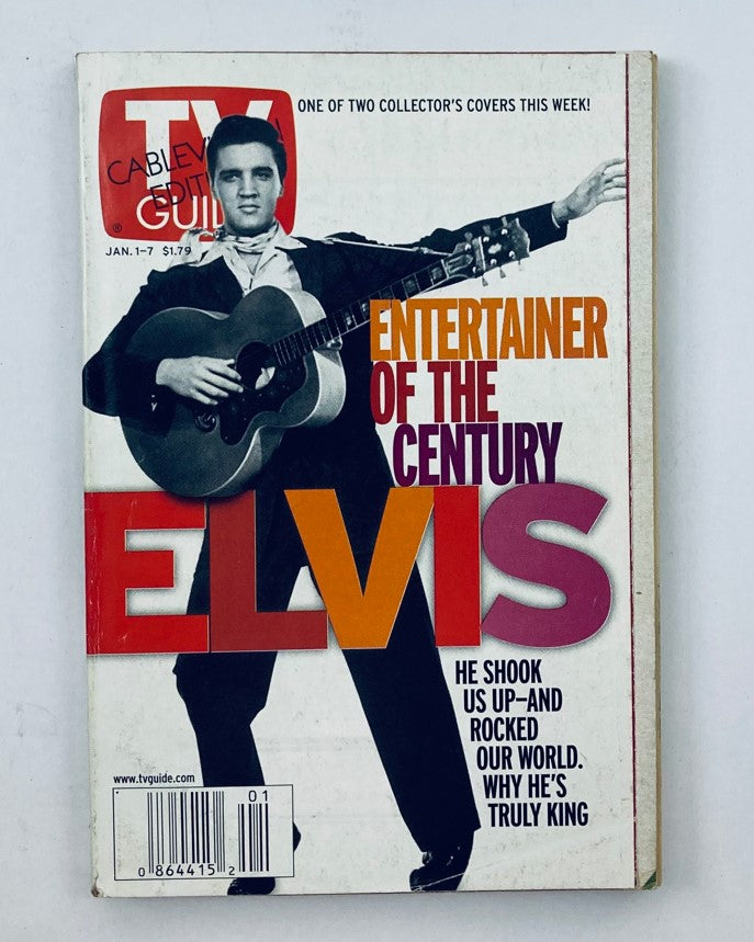 TV Guide Magazine cover featuring Elvis Presley as the 'Entertainer of the Century' from January 1, 2000, Cablevision of Northern NJ Edition.