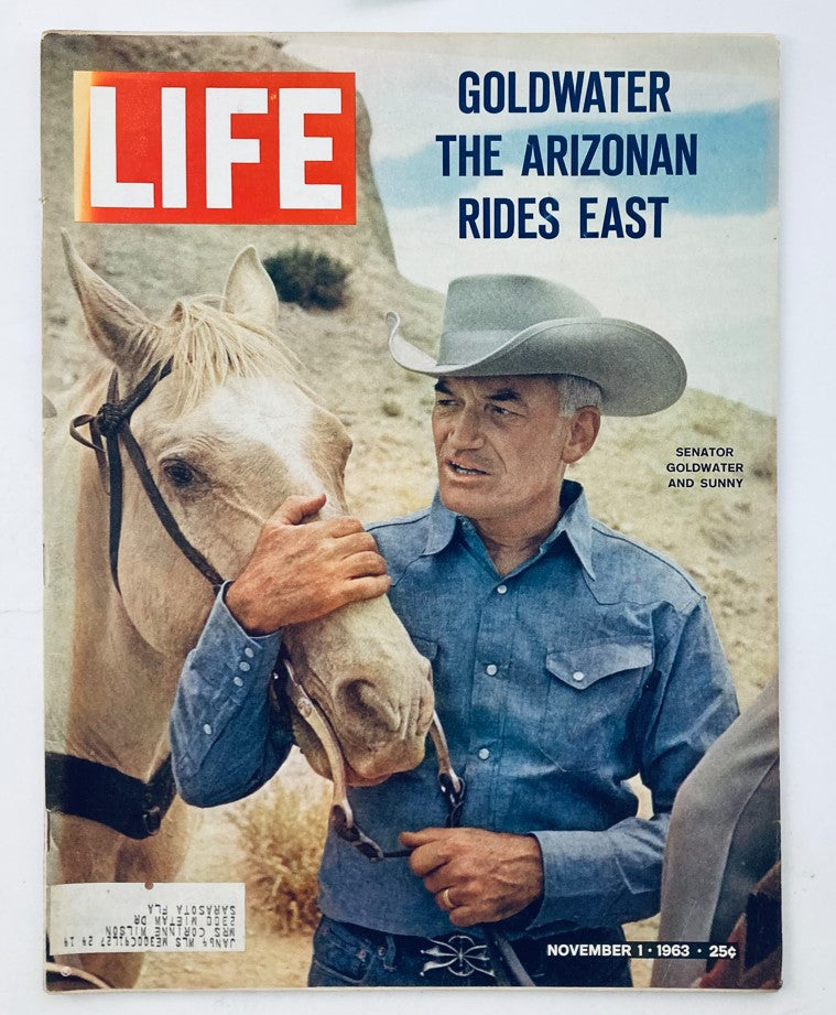VTG Life Magazine November 1 1963 featuring Barry Goldwater on the cover, horseback with a white horse, Volume 55 Issue 18.