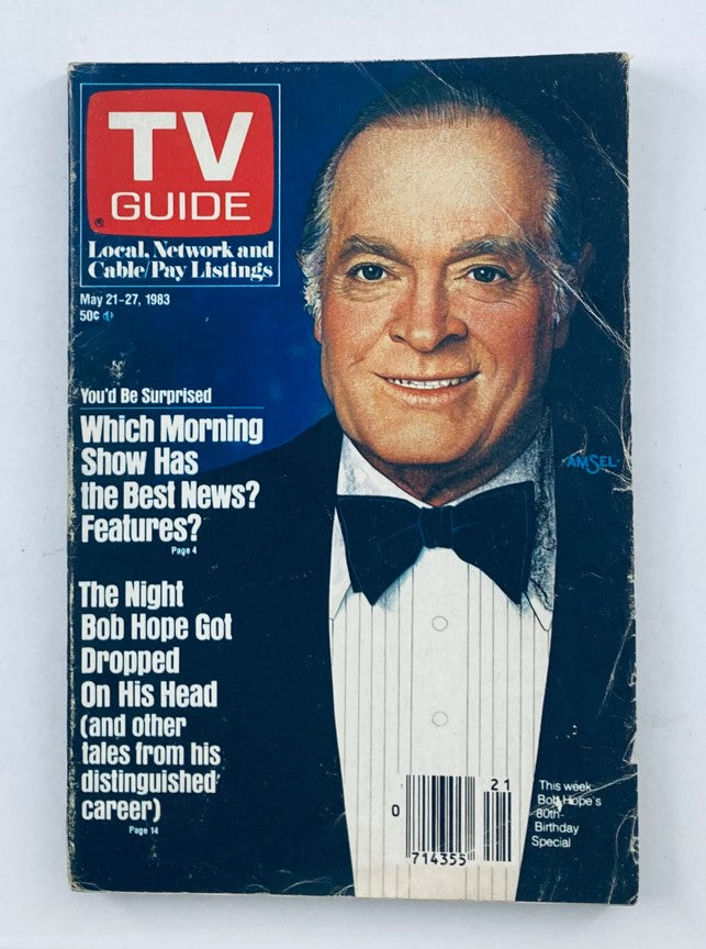 Cover of TV Guide Magazine from May 21, 1983 featuring Bob Hope's 80th Birthday special. The magazine includes local and cable listings, advertisements, and an image of Bob Hope in a tuxedo on the front.