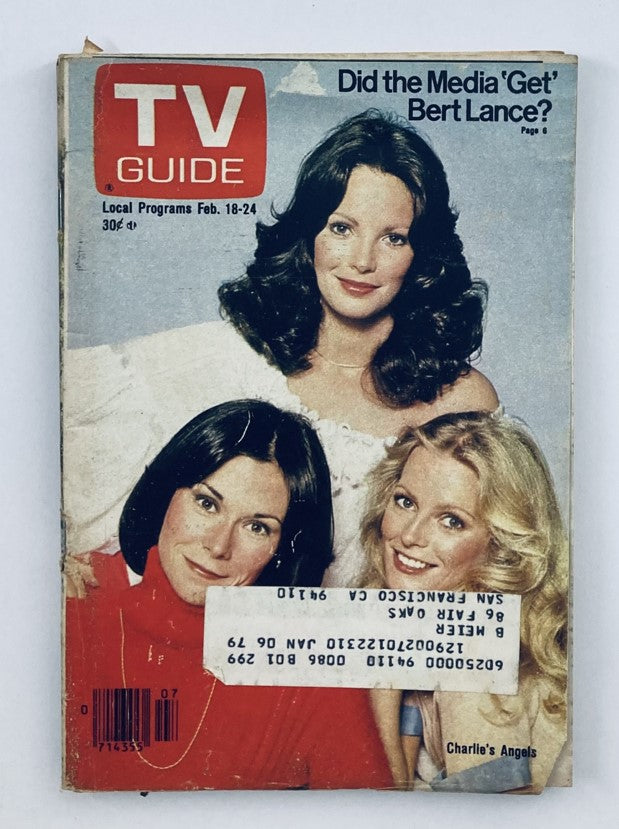 Cover of TV Guide Magazine February 18 1978, featuring Jaclyn Smith and the title 'Did the Media Get Bert Lance?' Highlighting the San Francisco Metro Edition.