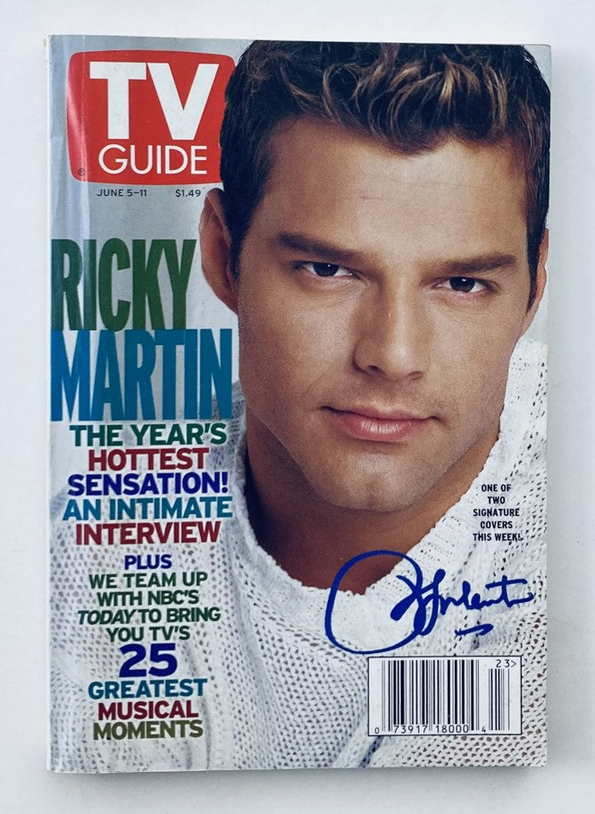 TV Guide Magazine June 5 1999 featuring Ricky Martin on the cover, showcasing his popularity in the late 90s, with bold colors and engaging layout.