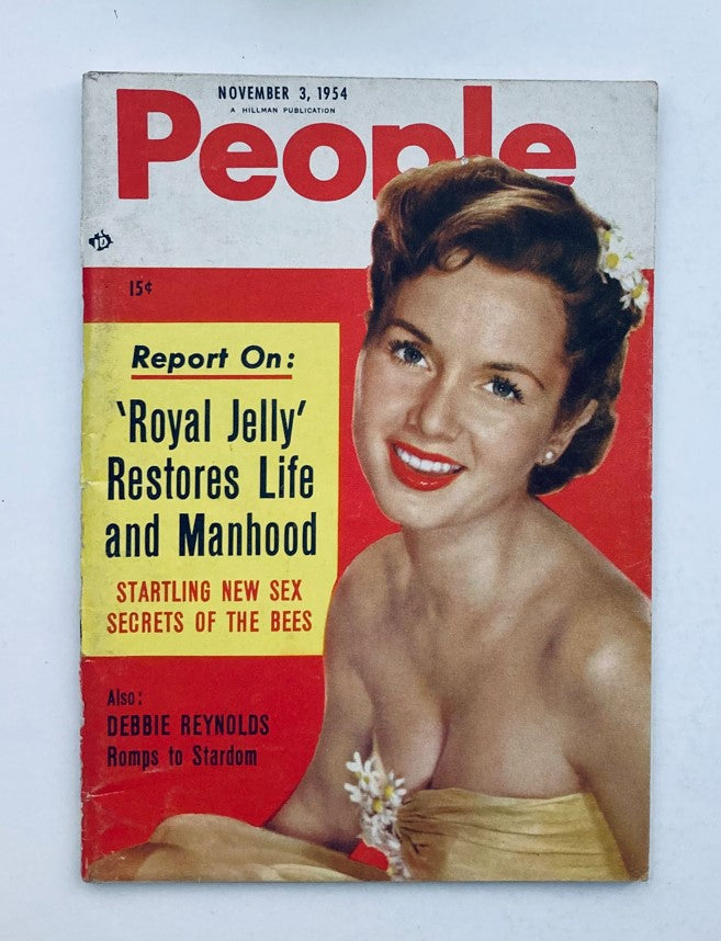 Cover of VTG People Today Magazine from November 3, 1954, featuring Debbie Reynolds, showcasing mid-20th century glamor and style.