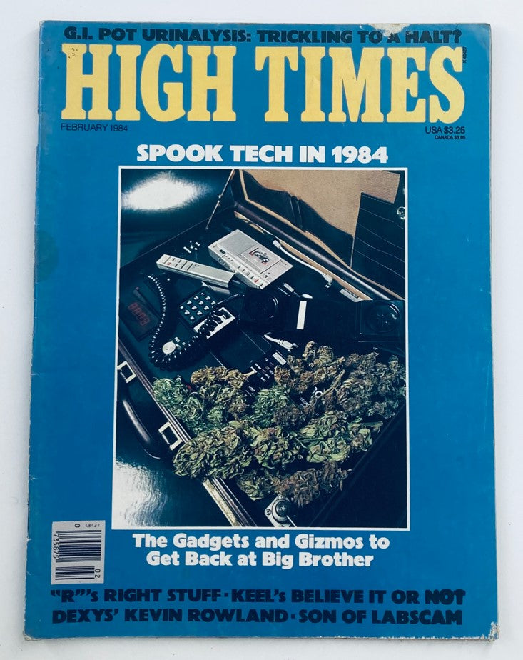 Cover of VTG High Times Magazine February 1984 #102 featuring the headline 'Spook Tech in 1984' with cannabis imagery, showcasing the evolution of cannabis culture.