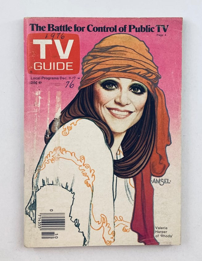 Cover of TV Guide Magazine December 11 1976 #1237 featuring Valerie Harper, highlighting article 'The Battle for Control of Public TV'.