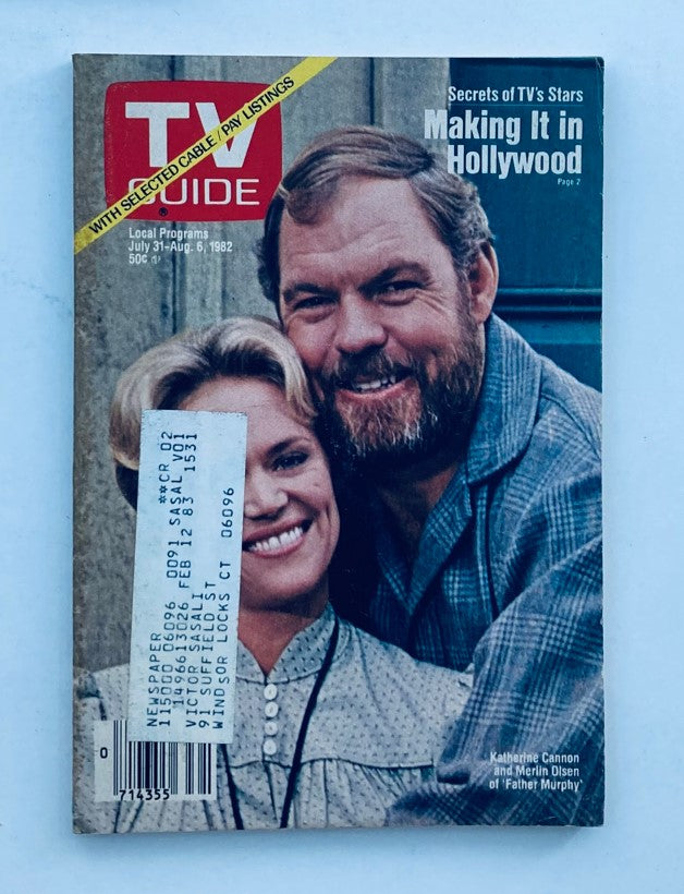 Cover of TV Guide Magazine dated July 31, 1982 featuring the cast of Father Murphy with Katherine Cannon and Merlin Olsen, highlighting television history and entertainment.