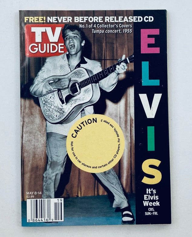 TV Guide Magazine May 8 2005 featuring Elvis Presley on the cover, holding a guitar, celebrating Elvis Week with bold letters highlighting his name.