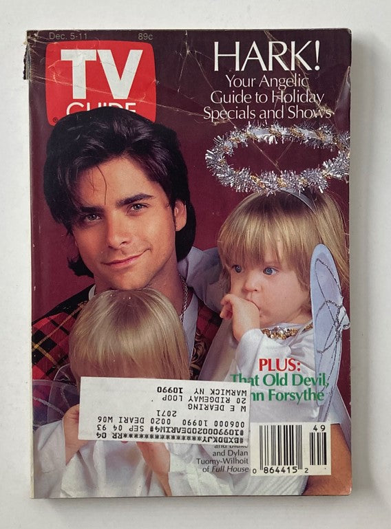 TV Guide Magazine December 5 1992 cover featuring John Stamos with children dressed as angels, capturing the nostalgic essence of early '90s television.