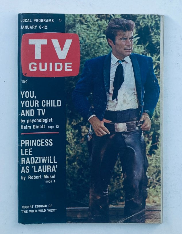 Cover of TV Guide Magazine January 6 1968 #771 featuring Robert Conrad with the title and topics including local programs and feature articles.