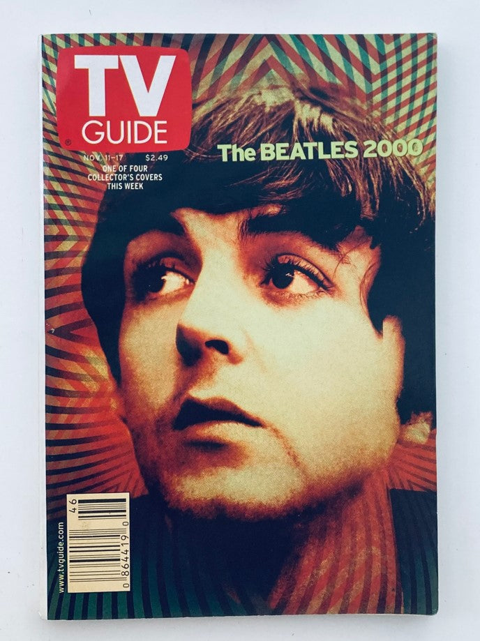 TV Guide Magazine cover from November 11, 2000, featuring Paul McCartney, iconic musician, in vibrant colors, highlighting The Beatles 2000.