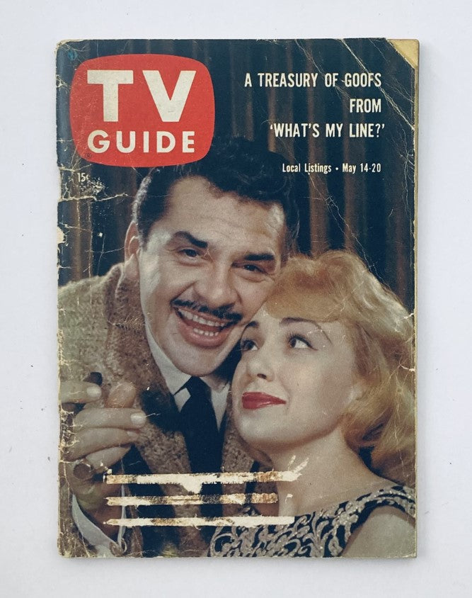 TV Guide Magazine from May 14, 1960, issue #372 featuring Ernie Kovacs and Edie Adams on the cover. A vintage collectible showcasing classic television history.