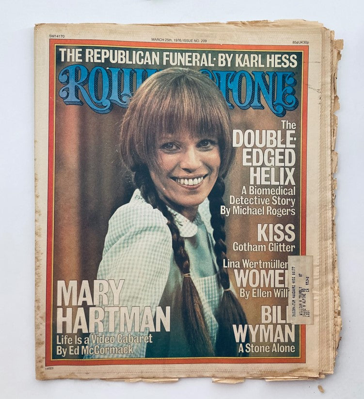 Vintage Rolling Stone Magazine March 25, 1976 Issue 209 featuring Mary Hartman on the cover, showcasing her iconic style and the publication's vintage aesthetic.