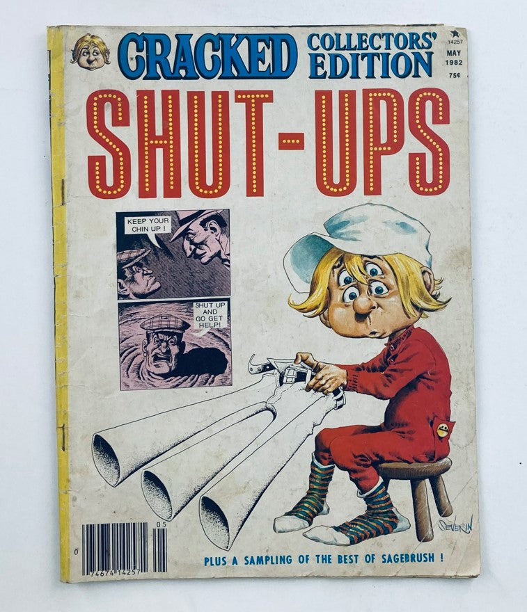 Cracked Magazine Collectors Edition May 1982 featuring Shut-Ups cover art, showcasing a playful character with large toy guns, embodying the humor and style of vintage comic magazines from the 1980s.