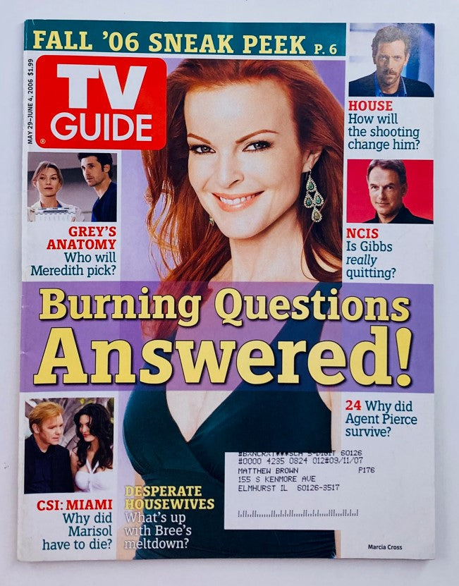 TV Guide Magazine May 29 2006 featuring Marcia Cross on the cover, showcasing a vintage entertainment publication.